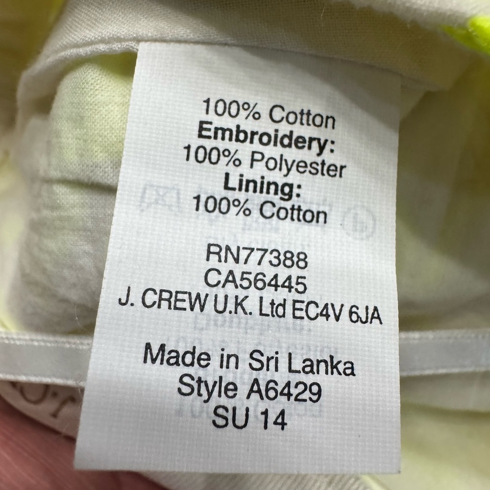 J. Crew Neon Yellow Green Mini Skirt Embroidered Floral Pattern Size 0 - Picture 3 of 5